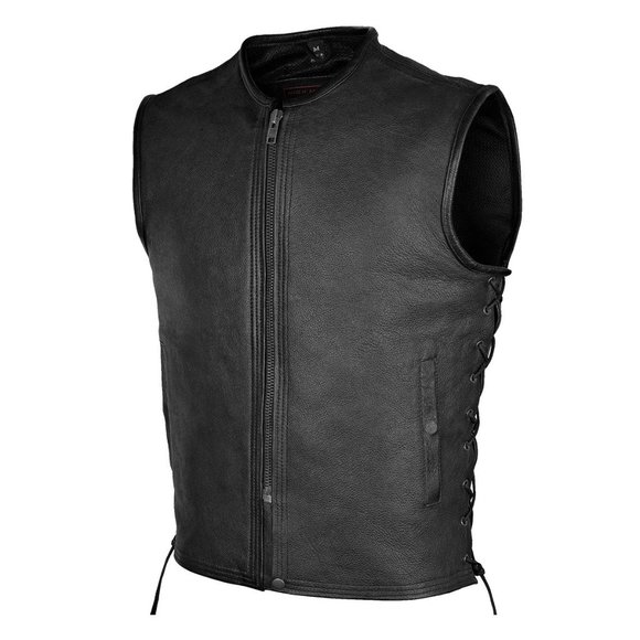 Men's Premium ''High Mileage'' Leather Vest Concealed carry pockets